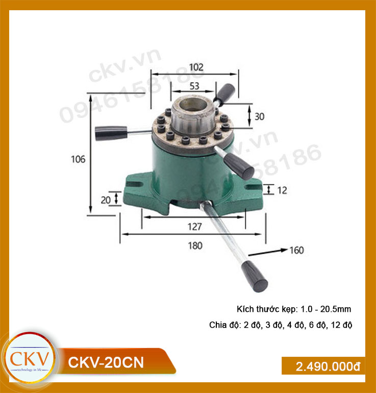Gá kẹp cơ - chia độ CKV-20CN (1.0 - 20.5mm)