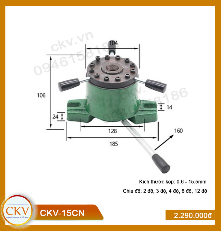 Gá kẹp cơ - chia độ CKV-15CN (0.6 - 15.5mm)
