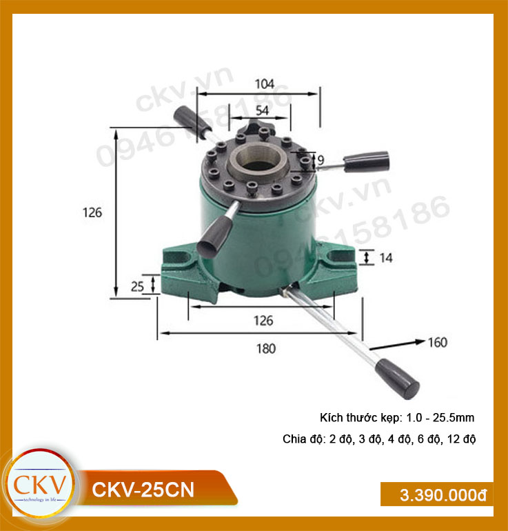 Gá kẹp cơ - chia độ CKV-25CN (1.0 - 25.5mm)