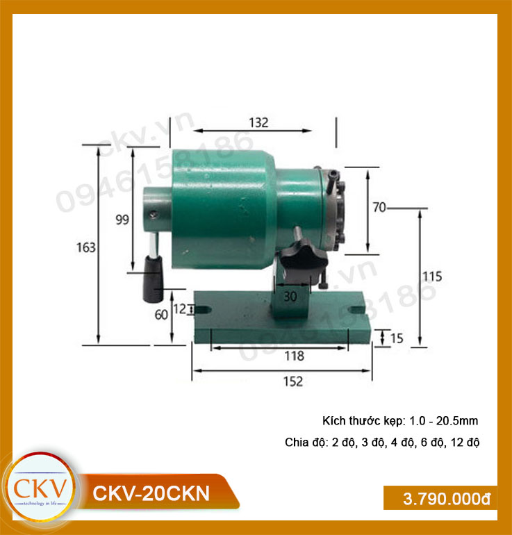 Bộ gá kẹp ngang CKV-20CKN (1.0 - 20.5mm)