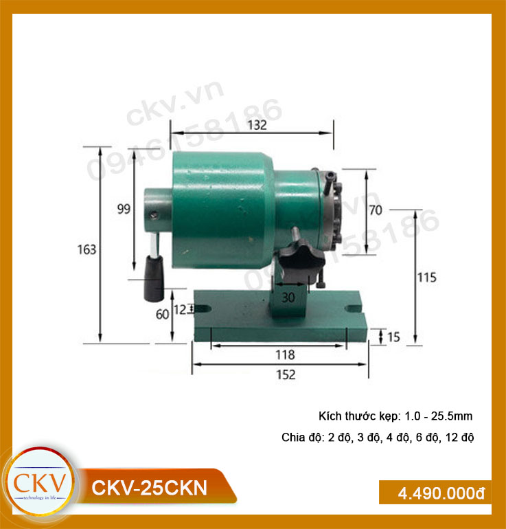 Bộ gá kẹp ngang CKV-25CKN (1.0 - 25.5mm)