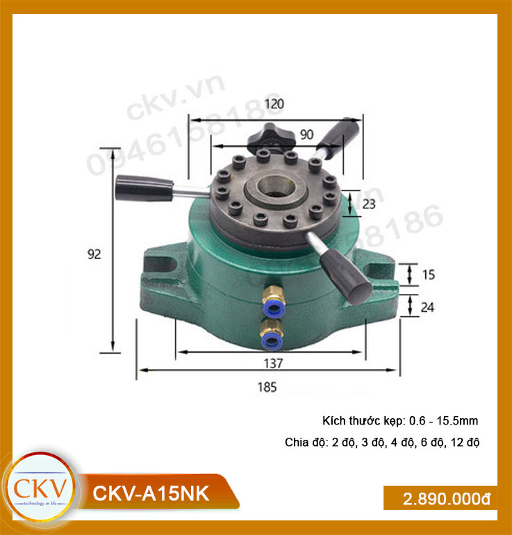 Gá kẹp khí - chia độ CKV-A15NK (0.6 - 15.5mm)