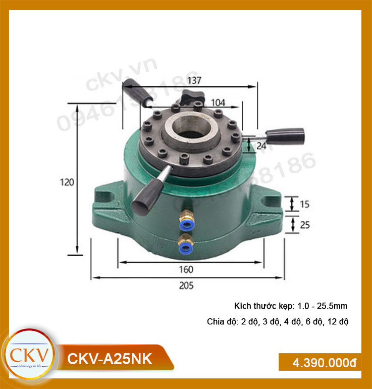 Gá kẹp khí - chia độ CKV-A25NK (1.0 - 25.5mm)