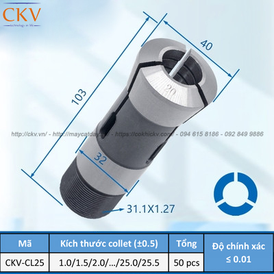 Collet gá kẹp loại tròn CKV-CL25