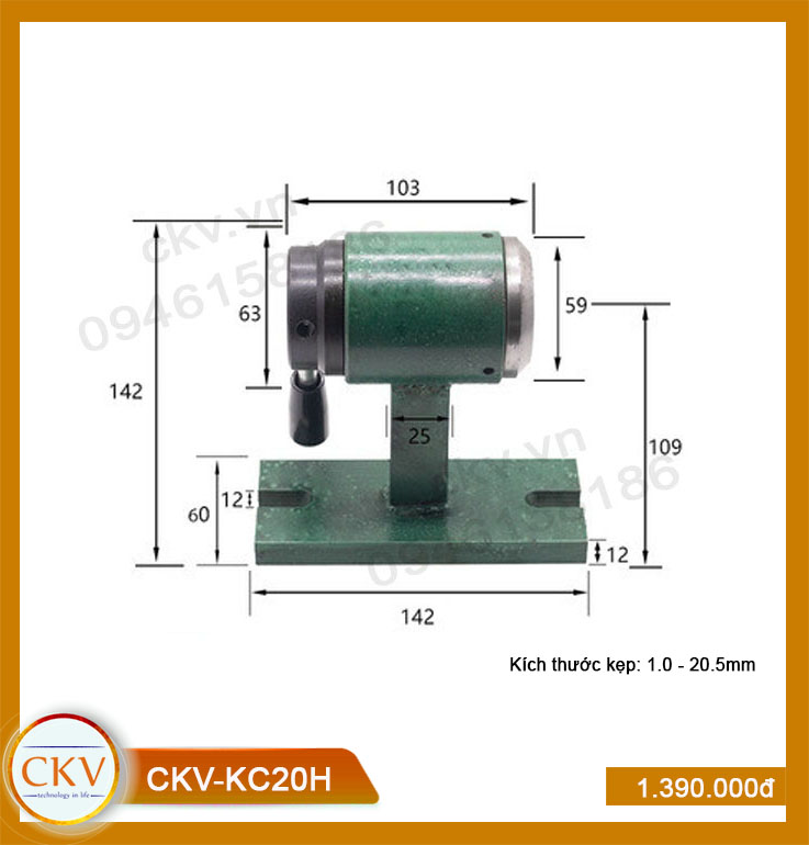 Gá kẹp cơ - ngang CKV-KC20H (1.0 - 20.5mm)