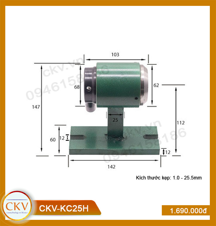 Gá kẹp cơ - ngang CKV-KC25H (1.0 - 25.5mm)